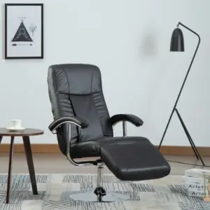 Kallutatava seljatoega telerivaatamise tugitool, must kunstnahk, kroomitud raamiga