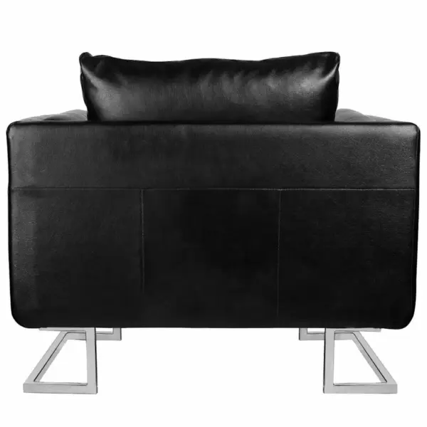 Must kunstnahast tugitool kroomitud jalgadega, 85,5 x 63 x 74 cm - 4
