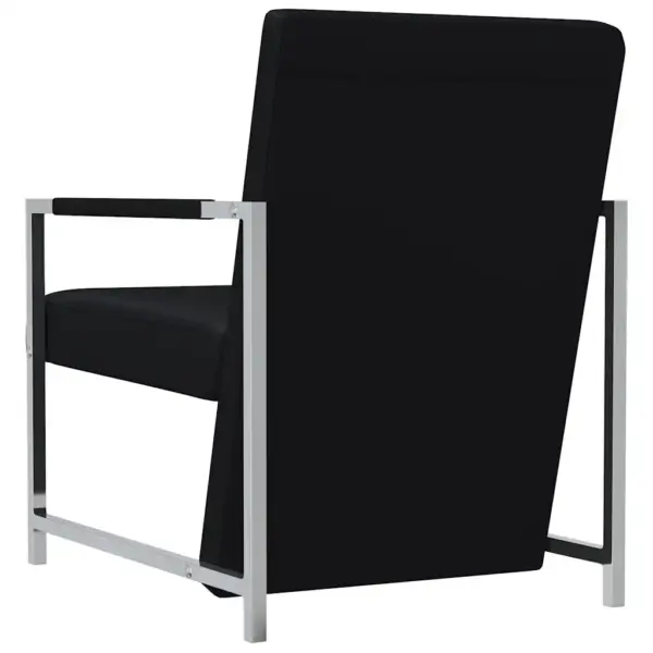 Must kunstnahast tugitool kroomitud jalgadega, 53 x 69 x 73 cm – 5