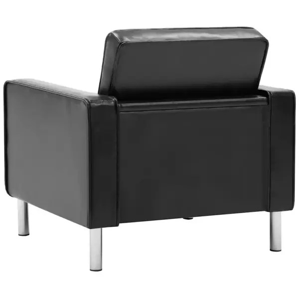 Must kunstnahast tugitool nööpkaunistustega, MDF-raam ja terasjalad, 75 x 70 x 75 cm – 5