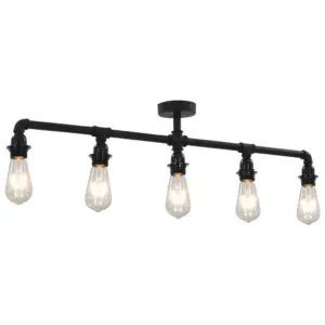 Must metallist laelamp 5 x E27 pirnile, 95 x 18 cm