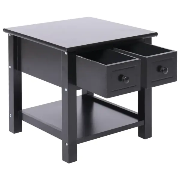 Must lisalaud 2 sahtliga, paulowniapuit ja MDF, 40 x 40 x 40 cm – 4