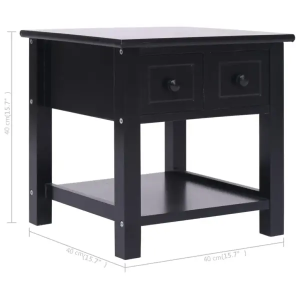 Must lisalaud 2 sahtliga, paulowniapuit ja MDF, 40 x 40 x 40 cm – 8