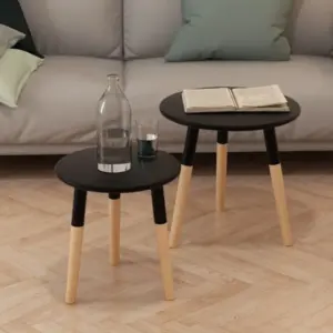 Must lisalaudade komplekt, 2 tk, männipuidust jalgade ja MDF-laudadega