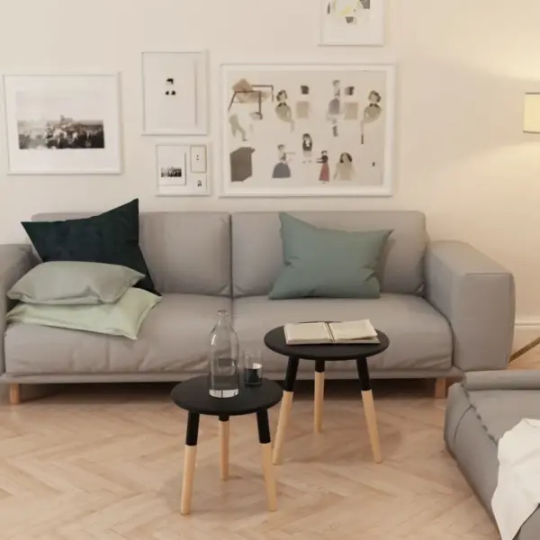 Must lisalaudade komplekt, 2 tk, männipuidust jalgade ja MDF-laudadega – 8