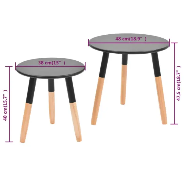 Must lisalaudade komplekt, 2 tk, männipuidust jalgade ja MDF-laudadega – 9