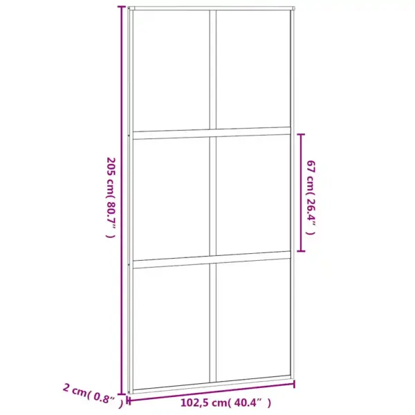 Must liuguks tumeda karastatud klaasiga, alumiiniumraamiga, 102,5 x 205 cm – 8