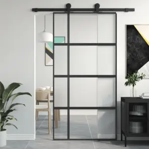 Must liuguks karastatud klaasiga, alumiiniumraamiga, 102,5 x 205 cm