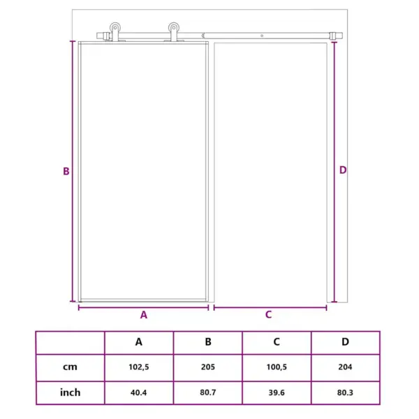 Must liuguks karastatud klaasiga, alumiiniumraamiga, 102,5 x 205 cm – 9