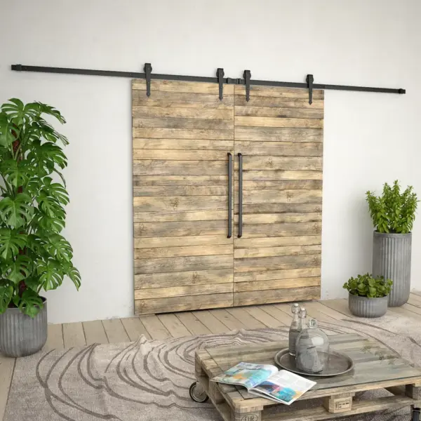 Liugukse siini- ja tarvikukomplekt topeltuksele, must pulbervärvitud teras, liugsiini kogupikkus 2 x 183 cm, kandevõime kuni 100 kg – 3