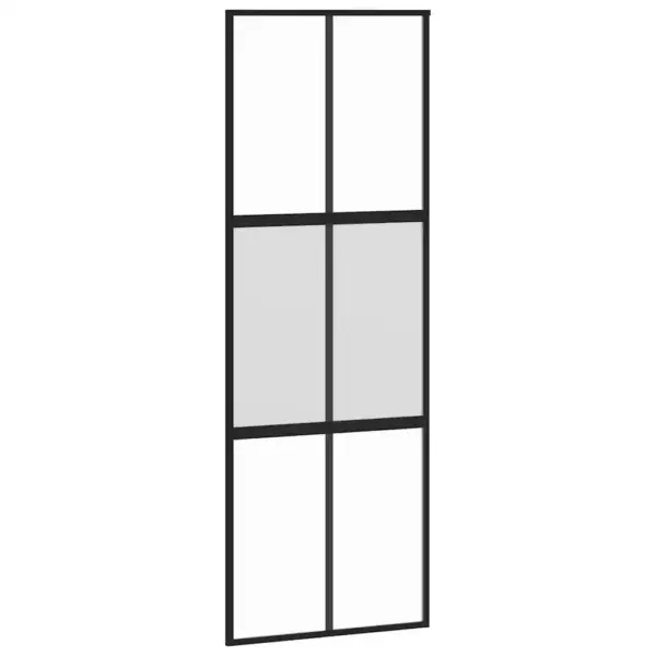 Must lükanduks matist ja läbipaistvast karastatud klaasist, alumiiniumraamiga, 76 x 205 cm – 2