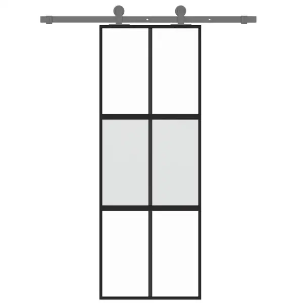 Must lükanduks matist ja läbipaistvast karastatud klaasist, alumiiniumraamiga, 76 x 205 cm – 3