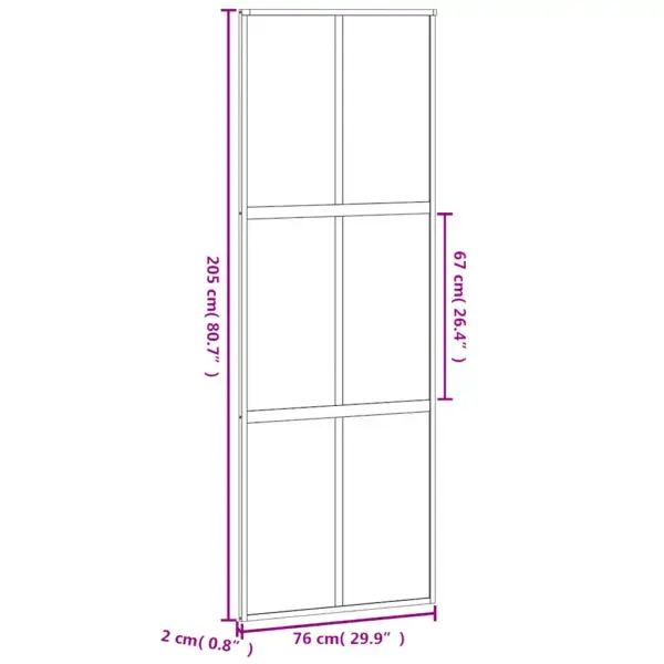 Must lükanduks matist ja läbipaistvast karastatud klaasist, alumiiniumraamiga, 76 x 205 cm – 9