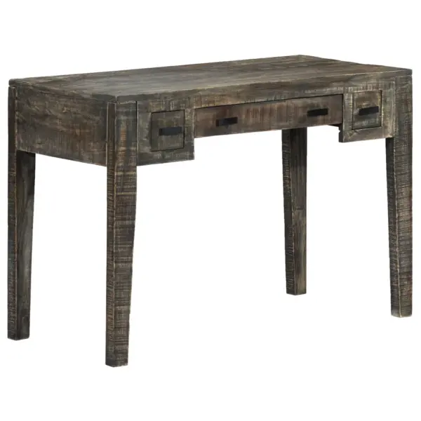 Must mangopuidust kirjutuslaud kolme sahtliga, 110 x 50 x 75 cm – 2