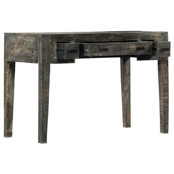 Must mangopuidust kirjutuslaud kolme sahtliga, 110 x 50 x 75 cm – 11
