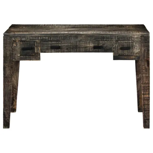 Must mangopuidust kirjutuslaud kolme sahtliga, 110 x 50 x 75 cm – 3