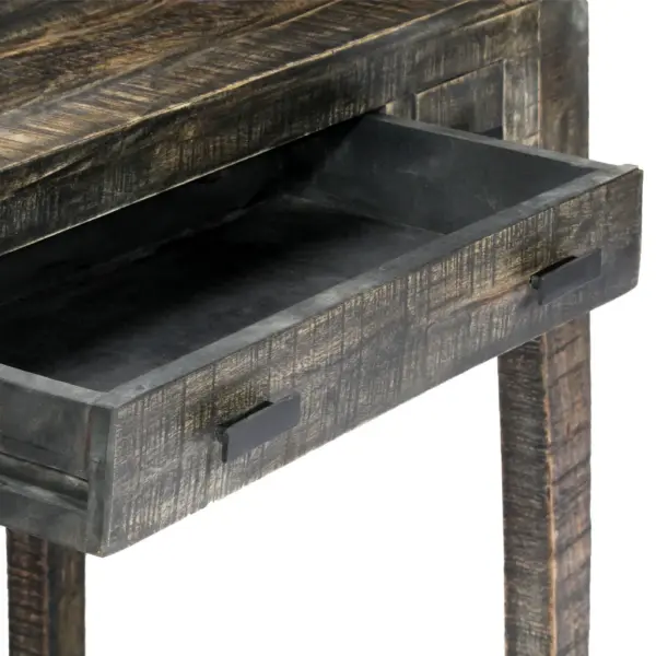 Must mangopuidust kirjutuslaud kolme sahtliga, 110 x 50 x 75 cm – 5