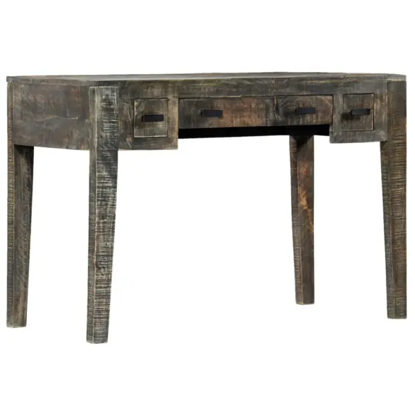 Must mangopuidust kirjutuslaud kolme sahtliga, 110 x 50 x 75 cm – 7