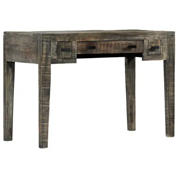 Must mangopuidust kirjutuslaud kolme sahtliga, 110 x 50 x 75 cm – 9