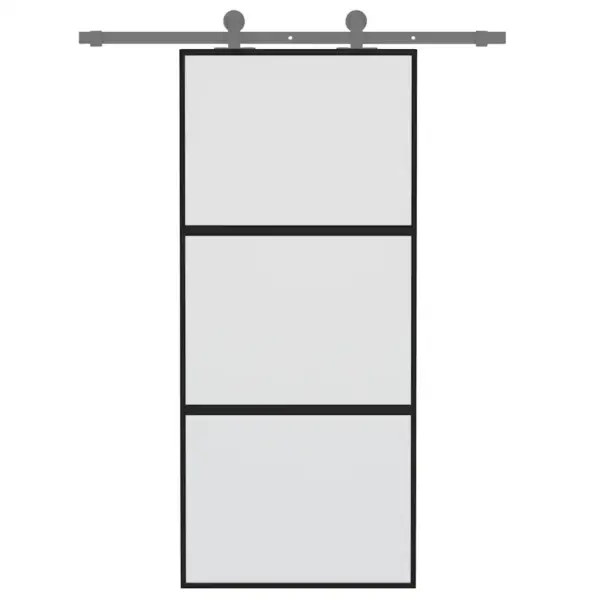 Must alumiiniumraamiga liuguks karastatud mattklaasiga, 90 x 205 cm – 3