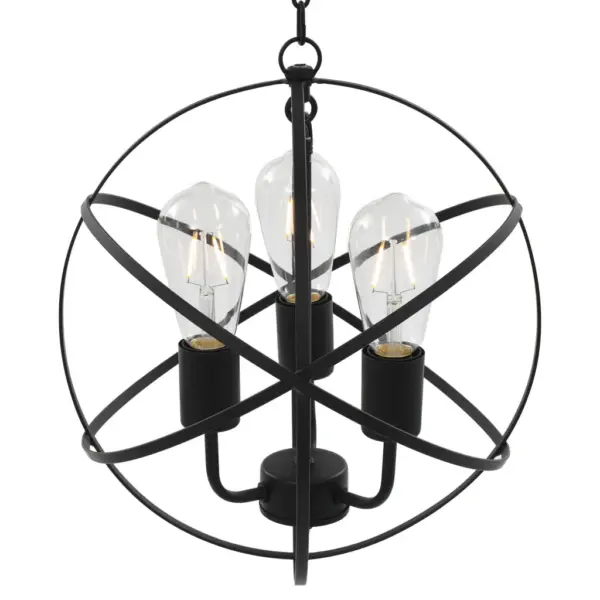Must metallist kera laelamp, 3 x E27 pirnipesa, 35 cm – 2