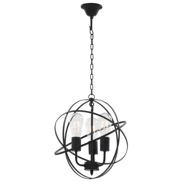 Must metallist kera laelamp, 3 x E27 pirnipesa, 35 cm – 4