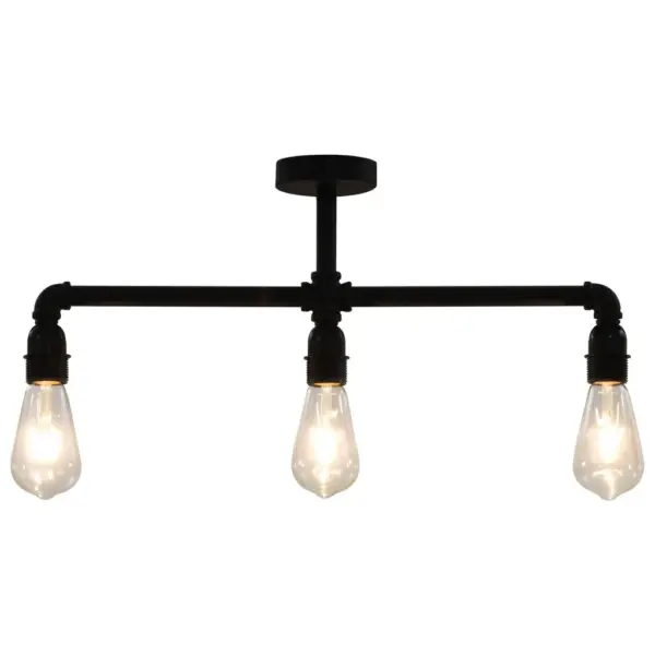 Must metallist laelamp 3 x E27 pirnipesaga, 60 x 23 cm – 2