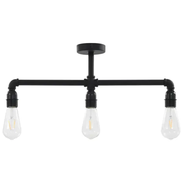 Must metallist laelamp 3 x E27 pirnipesaga, 60 x 23 cm – 3