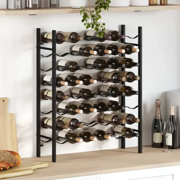 Must metallist põrandal seisev veiniriiul 48 pudelile, 64 x 22 x 80 cm – 3