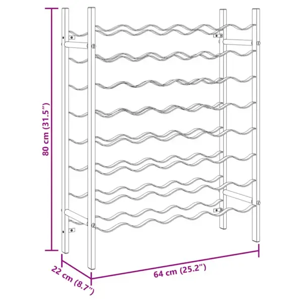 Must metallist põrandal seisev veiniriiul 48 pudelile, 64 x 22 x 80 cm – 10