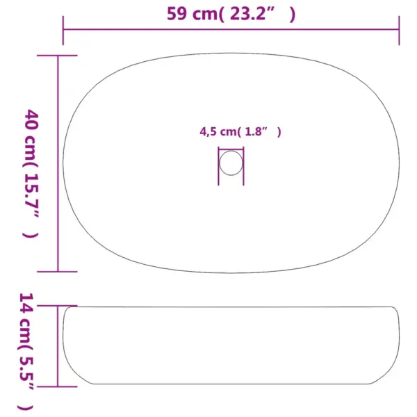 Käsitöö keraamiline tööpinnapealne valamu, must ovaalne, 59 x 40 x 14 cm – 8