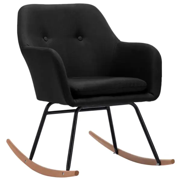 Modernne must kiiktool polsterdatud kangaga, pöökpuust jalgadega, 60 x 71 x 79 cm – 2