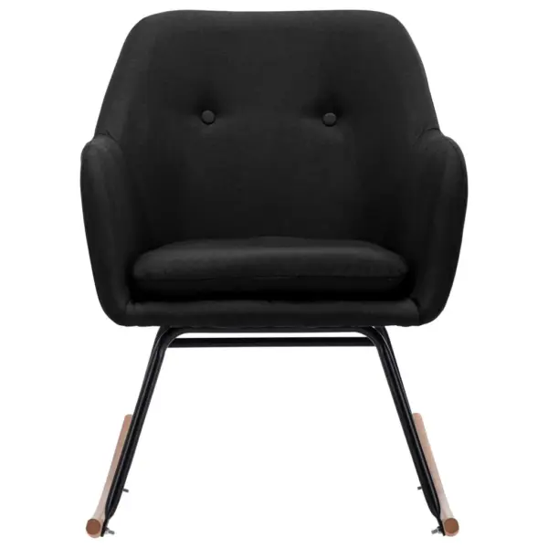 Modernne must kiiktool polsterdatud kangaga, pöökpuust jalgadega, 60 x 71 x 79 cm – 3