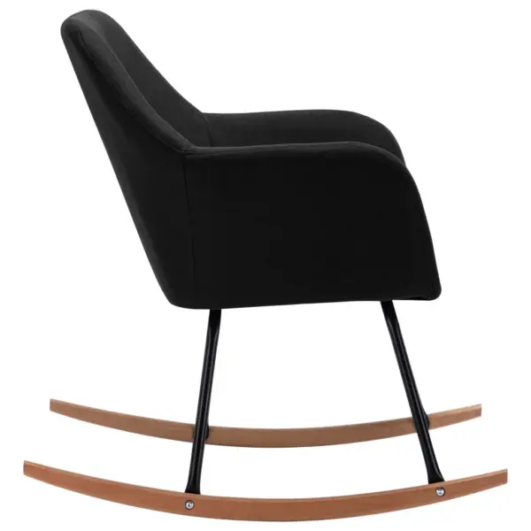 Modernne must kiiktool polsterdatud kangaga, pöökpuust jalgadega, 60 x 71 x 79 cm – 4