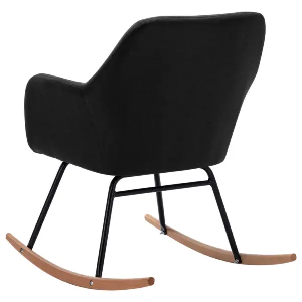 Modernne must kiiktool polsterdatud kangaga, pöökpuust jalgadega, 60 x 71 x 79 cm – 5