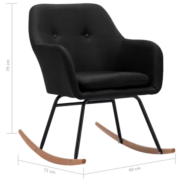 Modernne must kiiktool polsterdatud kangaga, pöökpuust jalgadega, 60 x 71 x 79 cm – 8