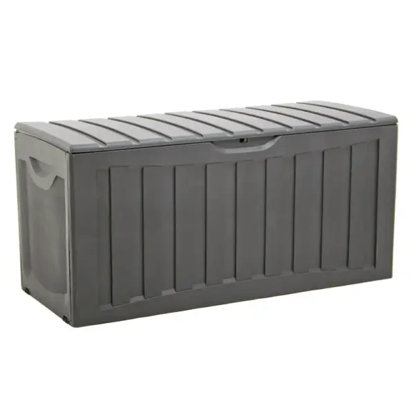 Hoiukast rataste ja kaanega, must polüpropüleen, 340 l, 118 x 53 x 57 cm – 2