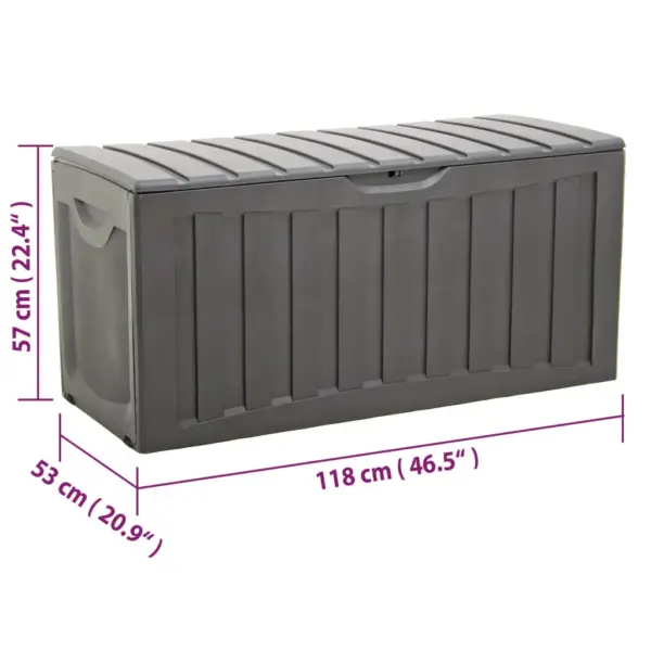 Hoiukast rataste ja kaanega, must polüpropüleen, 340 l, 118 x 53 x 57 cm – 11