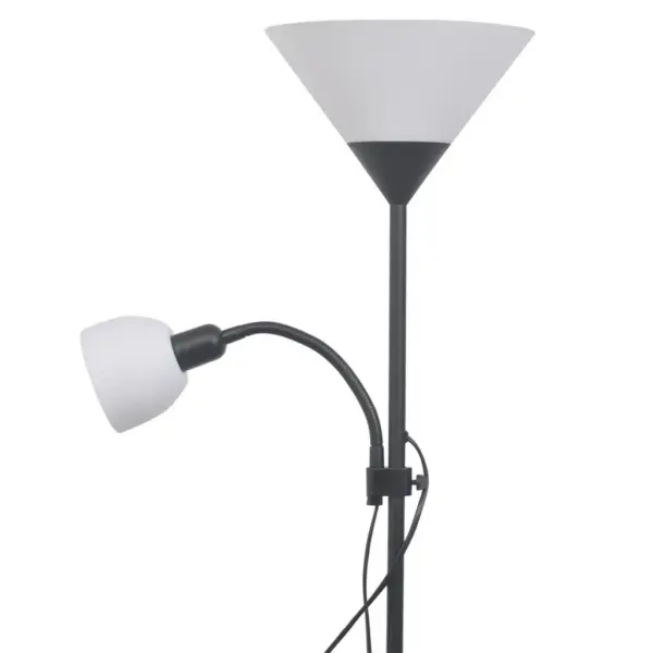 Kahe valgusallikaga põrandalamp lugemislambiga, must teras, 180 cm – 4