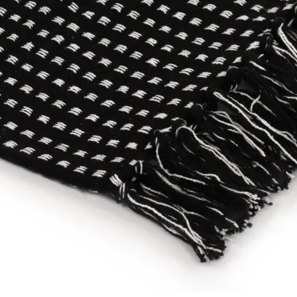 Must ruuduline puuvillane pleed tuttidega, 220 x 250 cm – 4