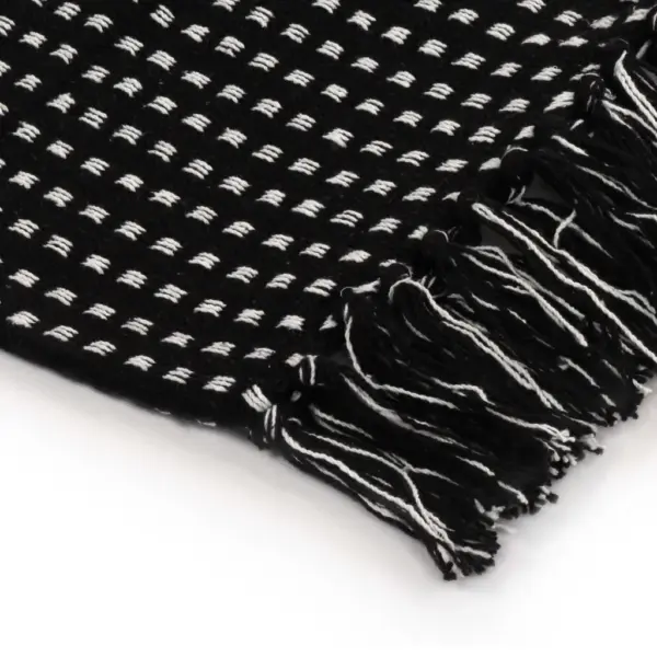 Must ruuduline puuvillane pleed tuttidega, 160 x 210 cm – 4