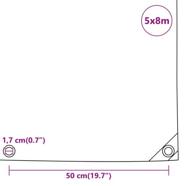 Veekindel PVC present metallist öösidega, must, 5 x 8 m, 650 g/m² – 10