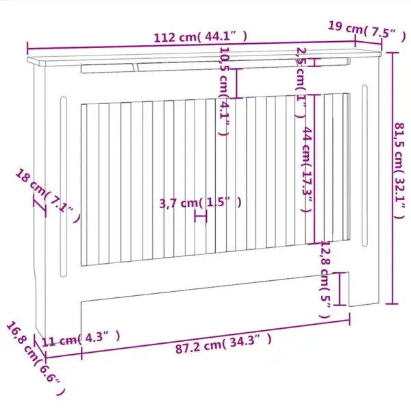 Radiaatorikate vertikaalsete liistudega, must tehispuit, 112 x 19 x 81,5 cm – 9