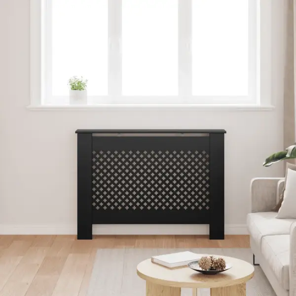 Must radiaatorikate kärg- ja ristdisainiga, MDF, 112 x 19 x 81,5 cm – 3