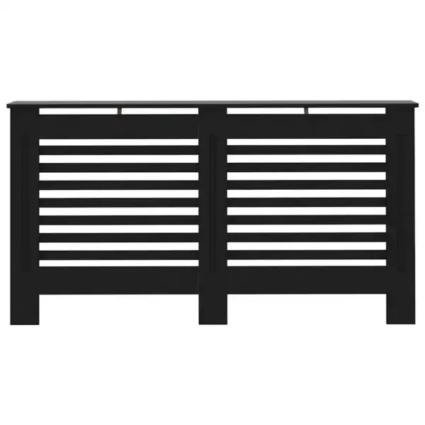 Radiaatorikate horisontaalsete liistudega, must MDF, 152 x 19 x 81,5 cm – 4