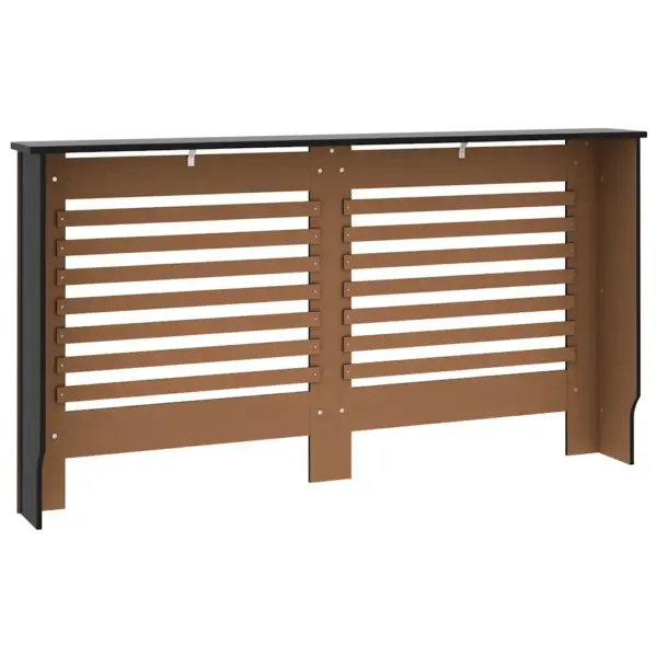 Radiaatorikate horisontaalsete liistudega, must MDF, 152 x 19 x 81,5 cm – 6