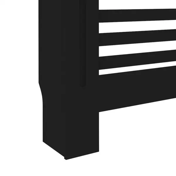 Radiaatorikate horisontaalsete liistudega, must MDF, 152 x 19 x 81,5 cm – 8