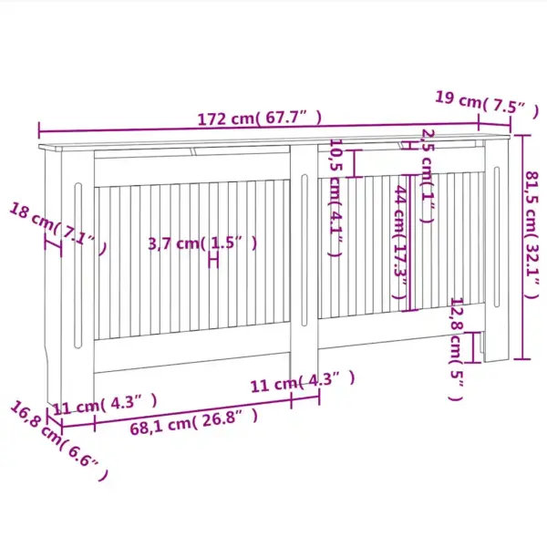 Radiaatorikate vertikaalsete liistudega, must tehispuit, 172 x 19 x 81,5 cm – 9