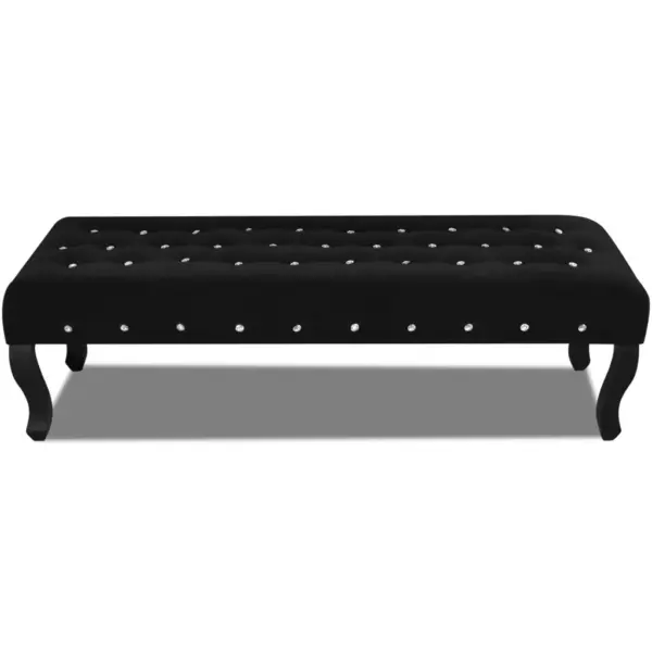 Must sametpink kristallnööpidega, männipuidust jalgadega, 157 x 45 x 48 cm – 2