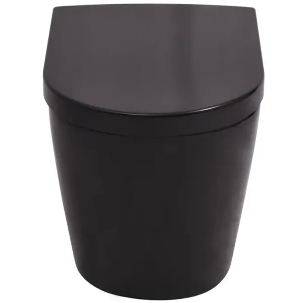 Seinale kinnitatav must keraamiline tualettpott vaikselt sulguva plastist prill-lauaga, 56 x 36 x 34 cm – 5